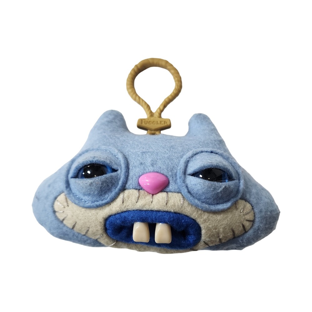 Fuggler Funny Ugly Monster Blue Felt Keychain Bag Clip Human Teeth Plush 5 inch